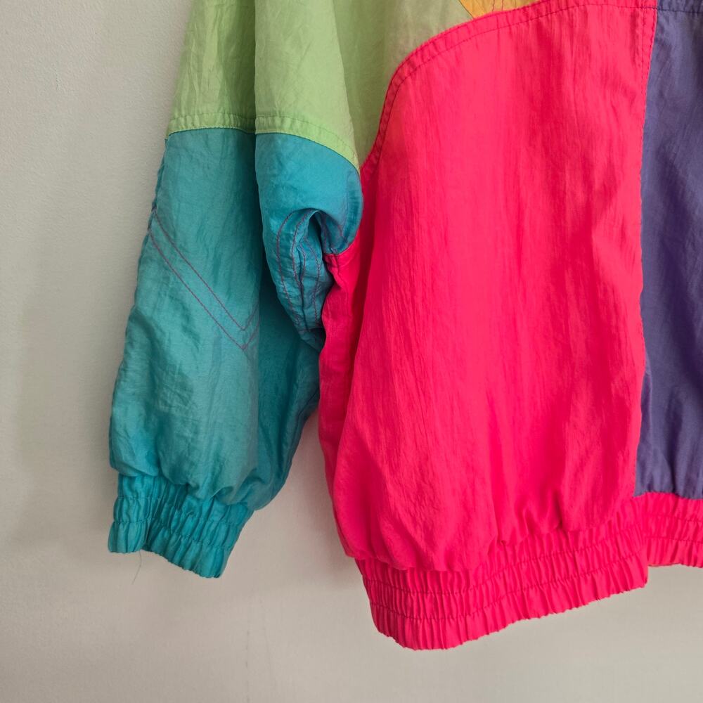 Vintage 80s Kids London Fog Windbreaker Jacket Neon Colorblock Nostalgia Large - Picture 6 of 12